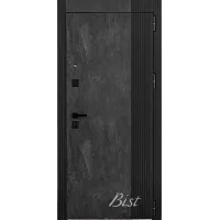 Входная дверь ПИКАССО - скол камня блэк+лакобель чёрная/белый мат