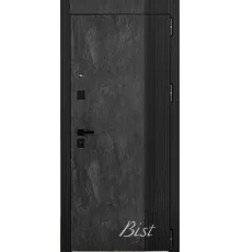 Входная дверь ПИКАССО - скол камня блэк+лакобель чёрная/белый мат