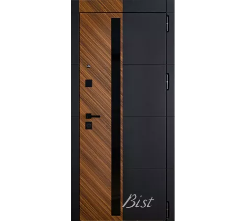 Входная дверь РЕНУАР - чёрный кварц/шпон орех нат.